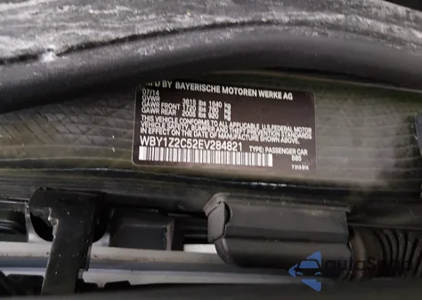 2014 BMW I3 z USA, uszkodzony, nr VIN WBY1Z2C52EV284821